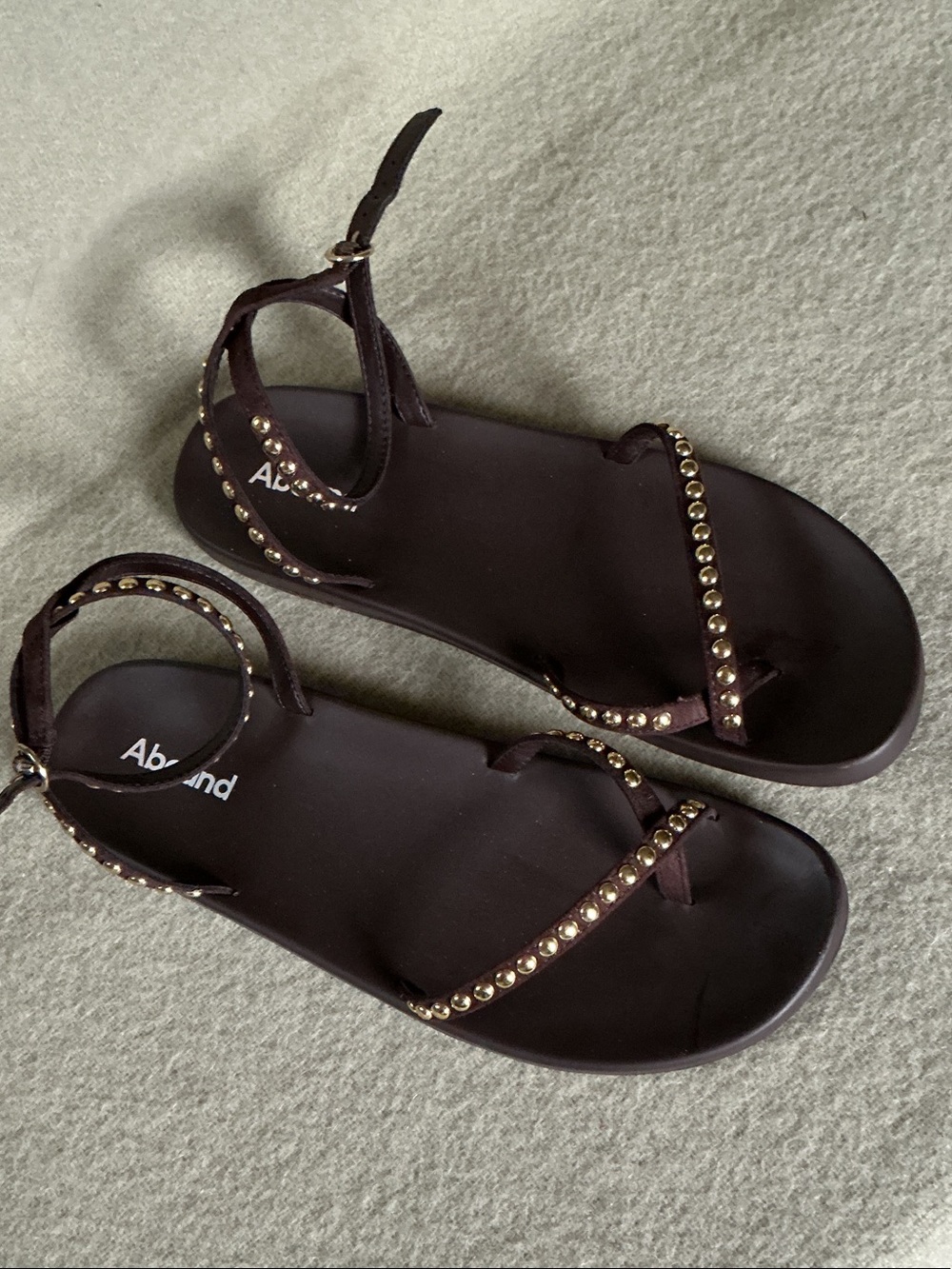 Abound Dark Brown Studded T-Strap Ankle Sandals